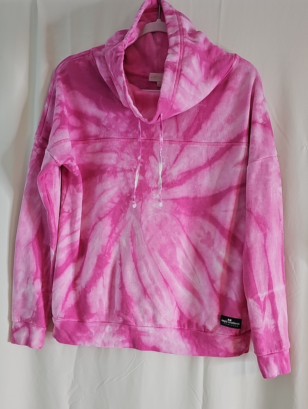 Simply Southern Pink Tie-Dye Cowl Neck Pullover